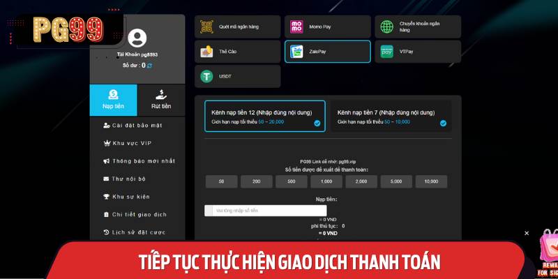 Tiếp Tục Thực Hiện Giao Dịch Thanh Toán